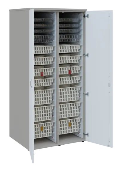 EUROMEDICA D - 90 skříň léková boxová, 2-dveřová, 1950x900x735, korpus šedý, dvířka bílá